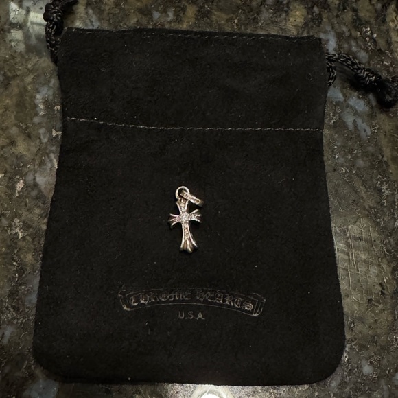 Chrome Hearts Jewelry - Chrome Hearts Sterling Silver Diamond Baby Fat Cross Pave Pendant